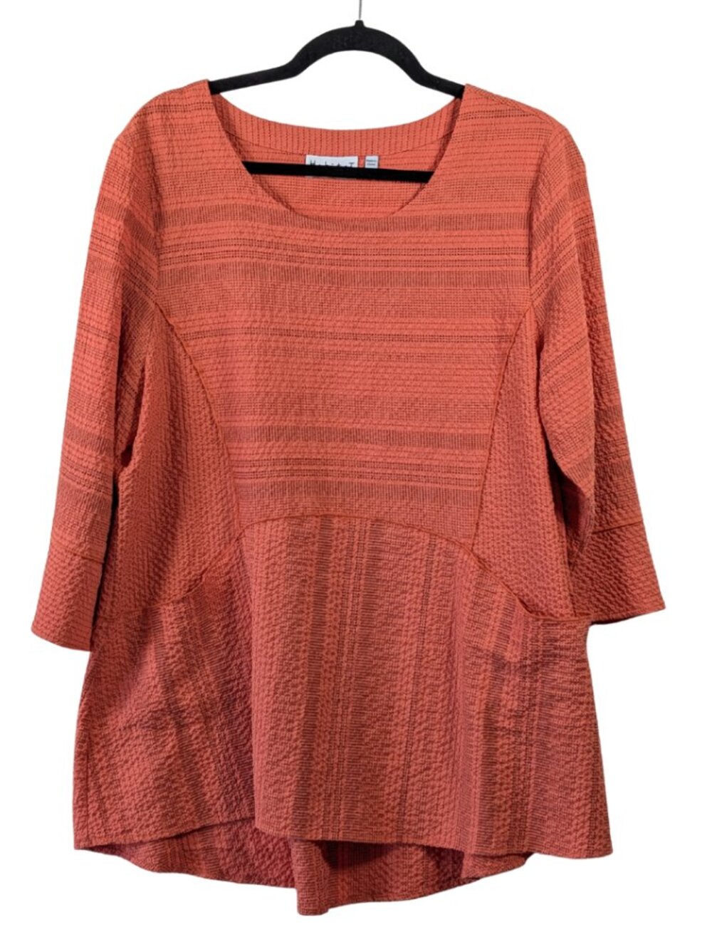 Habitat Orange Textured Crinkle Lagenlook Tunic Top Pockets Size Large